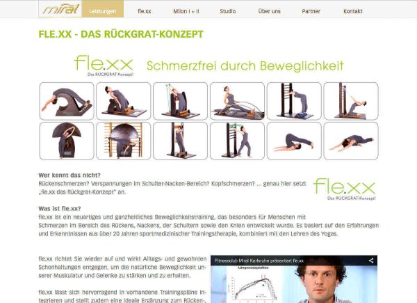 Fitnessclub Miral - Unterseite "fle.xx" mit Erklärvideo