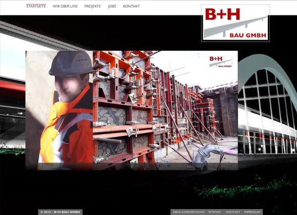 B+H Bau GmbH - Startseite mit Video - Szene Verschalung
